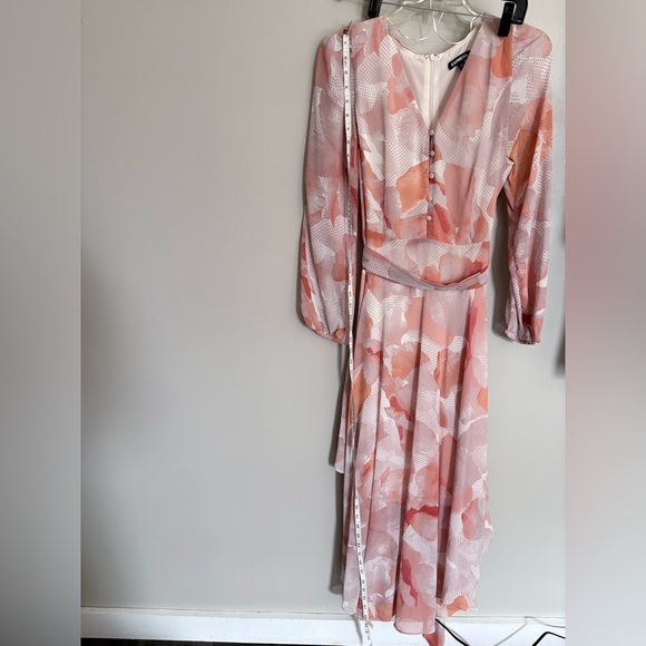 Express Pink Button Front Tie Waist Dress - Picture 10 of 11